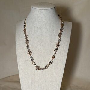 Elegant Gold and Silver Floral Necklace